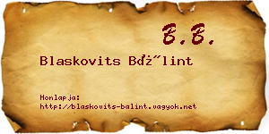 Blaskovits Bálint névjegykártya
